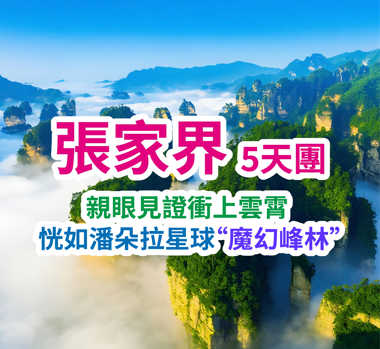 親眼見證直插雲霄 恍如潘朵拉星球“魔幻峰林" 張家界5天團（買一送一）
